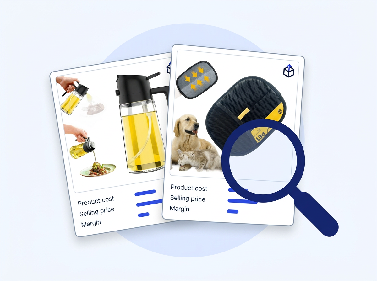 Zentorix product research comparing two real catalog products with a magnifying glass